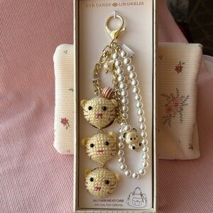 Eye Candy Los Angeles Bear Keychain with Pearls